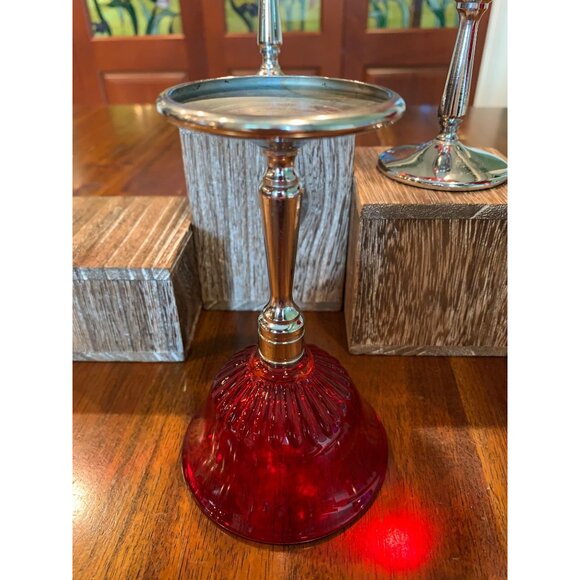 Vintage Cambridge Tally Ho Ruby Red And Chrome Liquor Glasses. 1930s - Picture 11 of 15